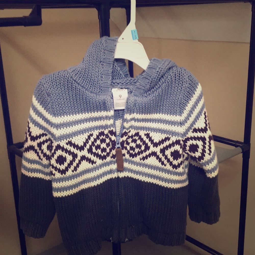 Hooded knit zip up jacket